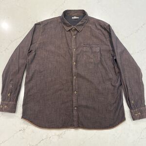 Carbon 2 Cobalt Halcyon‎ Button Up Shirt Merlot WIne Chambray Cotton Mens XL